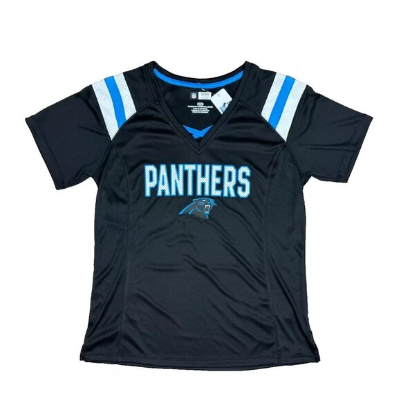 NFL Team Apparel Carolina Panthers Criss Cross Sparkle Shirt - M - NWT - Picture 2 of 8